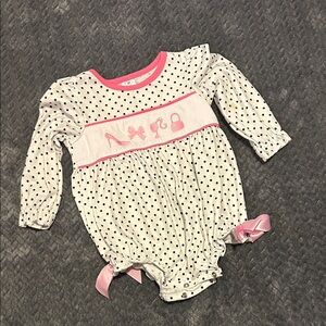 Polka Dot Baby One Piece with Pink Accents
